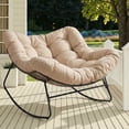 thumbnail image 1 of Upstreman Home Oversized Papasan Rocking Chair, Outdoor Rocking Chair Metal Frame Papasan Chair Rocker with Padded Cushion, Beige, 1 of 8