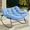 thumbnail image 1 of Upstreman Home Oversized Papasan Rocking Chair, Outdoor Rocking Chair Metal Frame Papasan Chair Rocker with Padded Cushion, Blue, 1 of 9