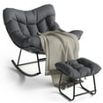 thumbnail image 1 of Oversized Papasan Rocking Chair with Ottoman, Rattan Egg Lounger, Sturdy Frame, Perfect for Outdoor or Indoor Relaxation, 1 of 15