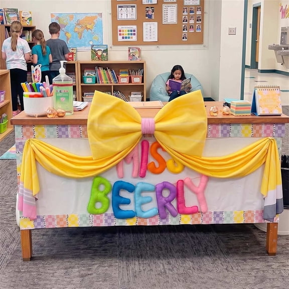 Oversized Pencil Bow Graduation Party Preppy Yellow Bow Decoration Welcome Event Classroom Hanging Prop School Ceremony Backdrop Festive Photo Accent Graduation Gift Decor Supply