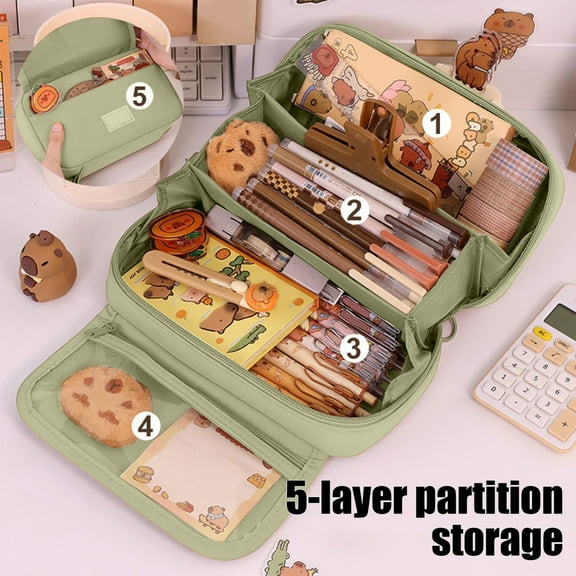 Oversized Pencil Storage Box, Zippered Case for Pens, Pencils, and Markers, Perfect for Organizing Desk, Travel Kit, and Craft Supplies, Sturdy and Functional