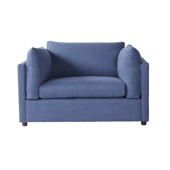 Oversized Pillow Back Cuddler Arm Chair in Navy Fabric for Living Room