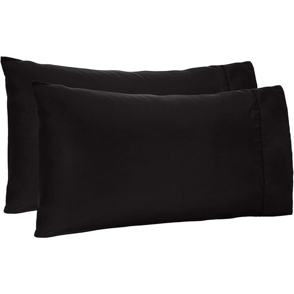 Oversized Pillowcase Pack of 2 Pillowcase to Fit Your Oversized Pancake Large Huge & Gusseted Pillows 100% Egyptian Cotton Sateen Weave (Black, Queen Oversize- 23 X 34)