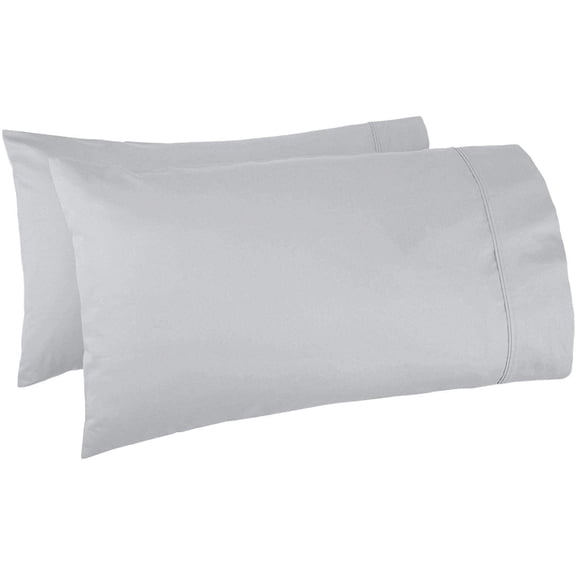 Oversized Pillowcase Pack of 2 Pillowcase to Fit Your Oversized Pancake Large Huge & Gusseted Pillows 100% Egyptian Cotton Sateen Weave (Silver, Queen Oversize- 23 X 34)