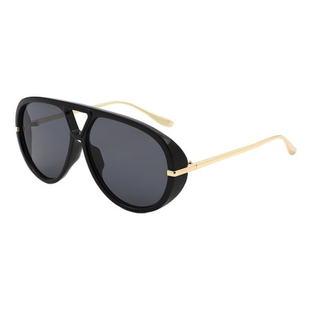 Oversized Pilot Sunglasses Round Racer Celebrity Fashion UV400 Black, Black