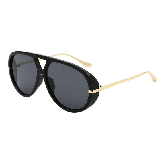 Oversized Pilot Sunglasses Round Racer Celebrity Fashion UV400 Black, Black