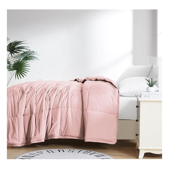 Oversized Pink Comforter, King Size, Cozy and Soft, Pet Hair Resistant Bedding, California/King Size Down- Comforter/Bedspread, Pastel Pink