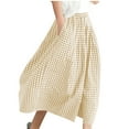 thumbnail image 1 of Oversized Plaid Baggy Pants for Women Casual Cotton Linen Solid Capris Elastic Waist Loose Fit Lantern Trouser, 1 of 4