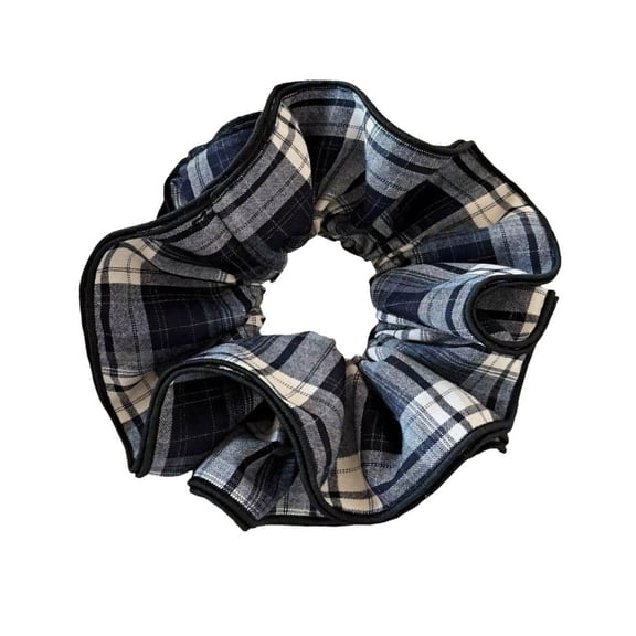 Oversized Plaids Hair Scrunchy Women Elastic Ponytail Holder, Checkered Scrunchie