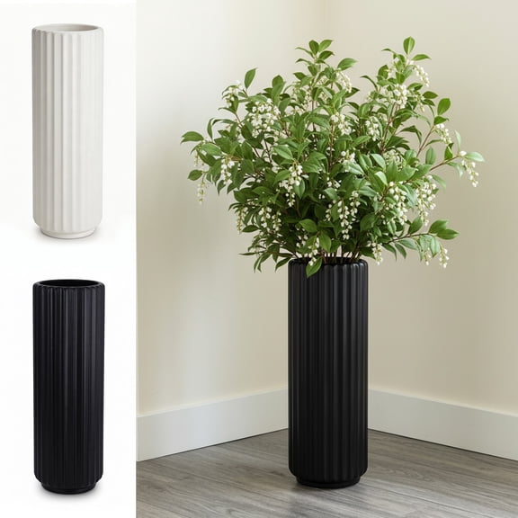Oversized Plastic Flower Vase, High-Transparent Lightweight Durable Vase, Shatter-Resistant Scratch-Proof for Home Living Room Office Bedroom Dining Tabletop Floral Display, Black