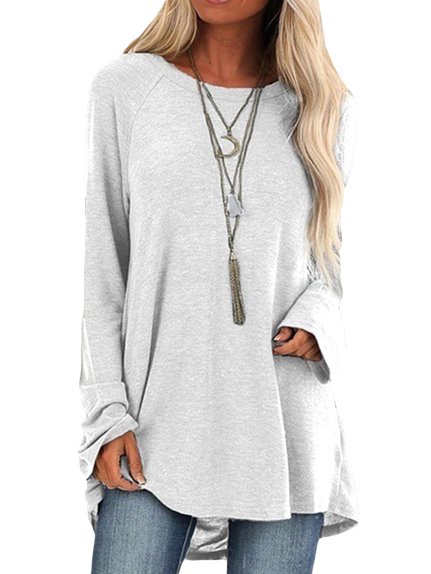 XS-8XL Plus Size Fashion Tops Autumn and Winter Clothes Women's Casual Long  Sleeve Tops Zipper V-neck Pullover Sweatshirts Ladies Solid Color Loose  Cotton T-shirts