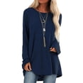 thumbnail image 1 of Oversized Plus Size Women Casual Loose Long Sleeve Tops T Shirts Autumn Winter Plain High Low Hem T-shirt Ladies Raglan Shirt Tops Pullover Tee, 1 of 2