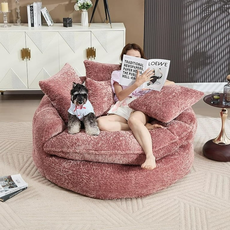 Oversized Polyester Sofa Bed, 55''L Round Chaise Lounge Chair