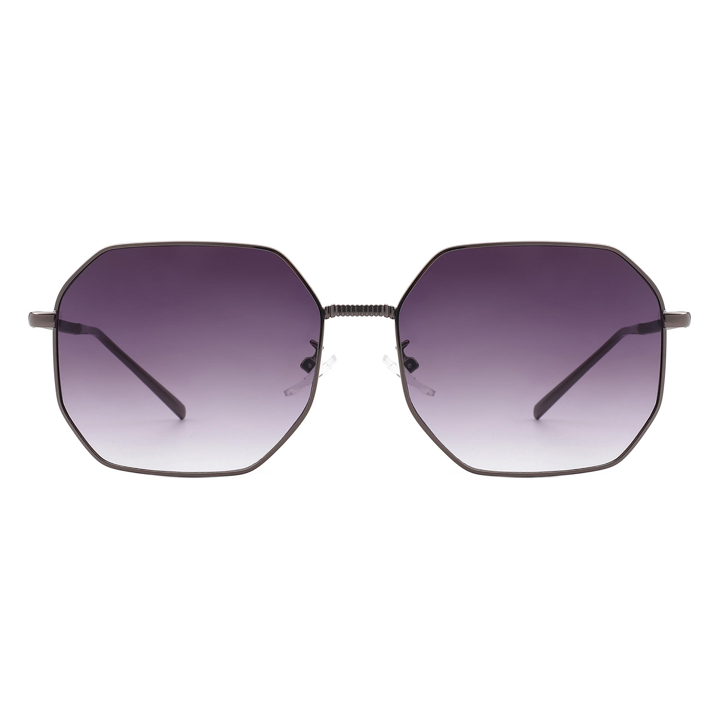 Trendy Polygon Oversized Gradient Sunglasses Metal Frame UV400 Vintage Polygon Gold Wire Metal Frame Shades Square Trendy  main image 2