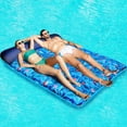 thumbnail image 1 of Oversized Pool Floats Raft, 1-2 Person, 72'' X 60'' Giant Fabric-Covered Pool Floats Adult Size, Inflatable Floating Mat with Headrest Ultra-Comfort Summer Pool Lounger Floatie, 1 of 7