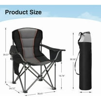Oversized Portable Camping Folding Chair, Heavy Duty Foldable Outdoor Chair, Camp Chair with Cup Holder and Cooler Bag Support 450 , Black