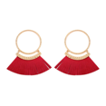 thumbnail image 1 of Oversized Post Hoop With Dangling Fringe Drop Leather Earrings ( VARIETY OF COLORS AVAILABLE ) By DOBBI, 1 of 2