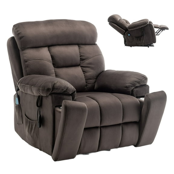Oversized Power Lift Recliner Chair with Massage & Heating for Big Elderly, Electric Lounge Sofa Chair with 26" Wide Seat and Cup Holders, 400LBS, Dark Brown