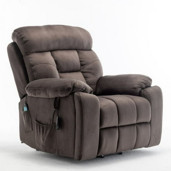 Oversized Power Lift Recliner Chair with 26" Extra-Wide Seat and Cup Holders, Electric Lounge Sofa Chair with Massage and Lumbar Heating for Big Elderly Adults, Dark Brown