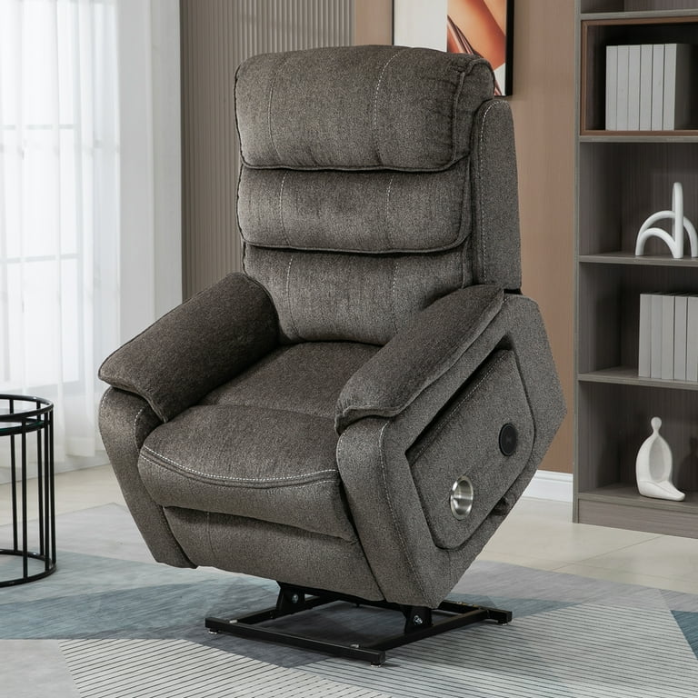 Oversized Power Lift Recliner Chair with Lumbar Pillow Table
