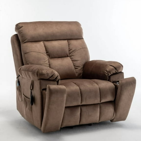 Oversized Power Lift Recliner Chair for Elderly - Extra Wide Big Man Recliner with Heat & Massage - Hidden Cup Holder