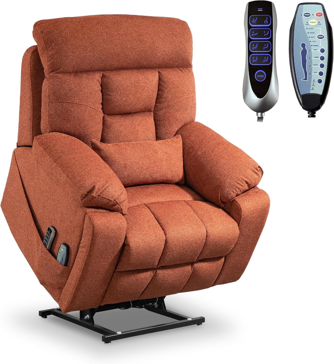 Oversized Power Lift Recliner for Elderly 25.5in Extra Wide Recliner 4-Motor Massage and Heat 400 BLS Oversized Recliner Chair with Hidden Cup Holders and Side Pockets