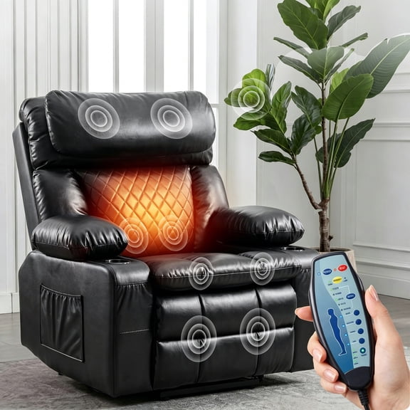Oversized Power Lift Recliner for Elderly, Dual Motor 25.6" Wide Seat with Zero Gravity & 180° Flat Lay, Massage, Heat, Adjustable Headrest & Hidden Storage, Breathable Leather
