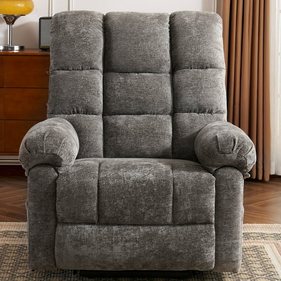 Rhevoy Power Lift Recliner with Massage, Heat, and USB for Adults, Gray Faux Leather Lift Chair