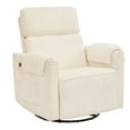 thumbnail image 1 of Oversized Power Recliner Chair, 26" Extra Wide Swivel Rocker Recliner with Adjustable Headrest, Chenille Glider Rocking Nursery Chair with Overstuffed Armrest, USB Ports, Cream, 1 of 9