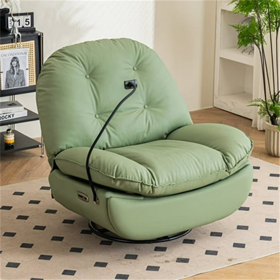 Oversized Power Recliner Chair Sofa with Adjustable Backrest Footrest, Swivel Rocker Glider Chair with USB Ports, Bluetooth Music Player and Holder, Home Theater Seating for Living Room, Green