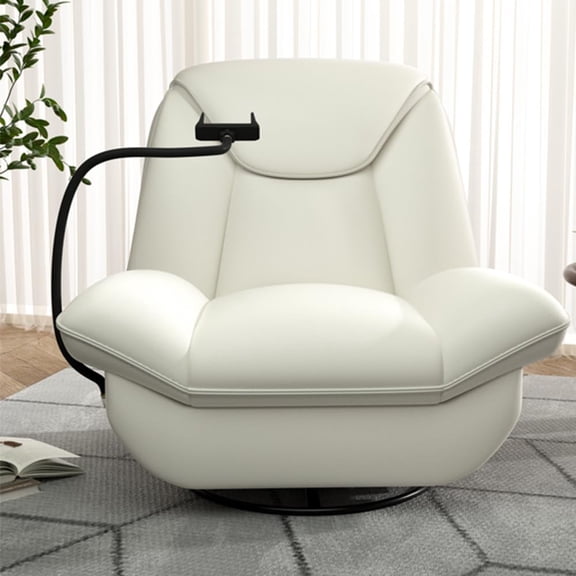 Oversized Power Recliner Chair with Voice Control, Swivel Glider and Bluetooth Speakers, White