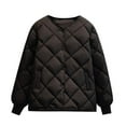 thumbnail image 1 of Oversized Puffer Jacket for Women Warm Long Sleeve Short Down Coats with Pockets Winter Crew Neck Padded Coat (Black L), 1 of 5