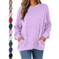 thumbnail image 1 of Oversized Pullover Sweatshirt for Women Crewneck Long Sleeve Argyle Jacquard with Pockets Casual Fall Everyday Top, 1 of 7