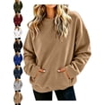thumbnail image 1 of Oversized Pullover Sweatshirt for Women Crewneck Long Sleeve Kangaroo Pocket Casual Basic Fall Everyday Top, 1 of 7