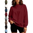 thumbnail image 1 of Oversized Pullover Sweatshirt for Women Mock Neck Long Sleeve Basic Casual Fall Winter Everyday Top, 1 of 9