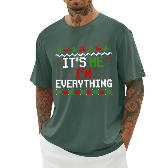 Oversized Pullover for Men Couple Matching Short Sleeve Crewneck Holiday Themed Gifts for Men,Green,3XL