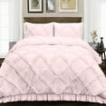 thumbnail image 1 of Oversized Queen Size Microfiber Duvet Cover Diamond Ruffle Ultra Soft & Breathable 3 Piece Luxury Soft Wrinkle Free Cooling Sheet (1 Duvet Cover with 2 Pillowcases, Pink), 1 of 6