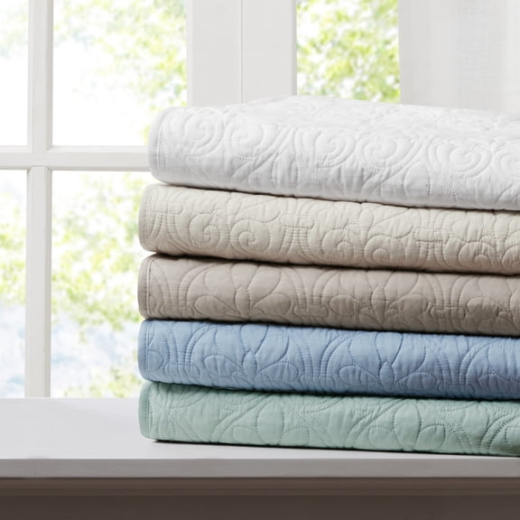 Oversized Quilted Throw Ivory 60x70"