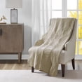 thumbnail image 1 of Oversized Quilted Throw with Scalloped Edges Khaki 60x72", 1 of 7