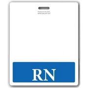 Oversized RN Badge Buddy - Horizontal Nurse Badge Buddy Horizontal for Registered Nurses - 3 3/8 X 4 1/8 Role Identification Badge Backer Card for Nurses- USA Printed by Specialist ID (Blue)