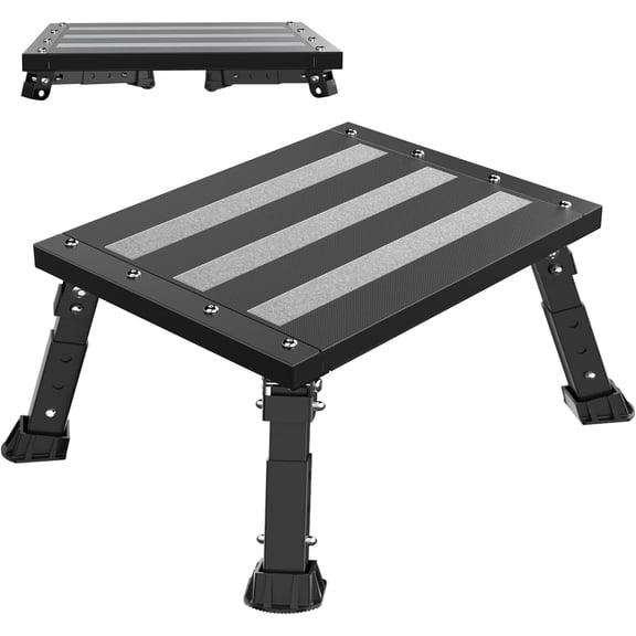 Oversized RV Step Stool 500 lbs Capacity, Foldable Adjustable 3-Platform Step Stool for Camper, Trailer, Motorhome, Outdoor Use, Non-Slip Rubber Feet and Platform, Easy to Carry