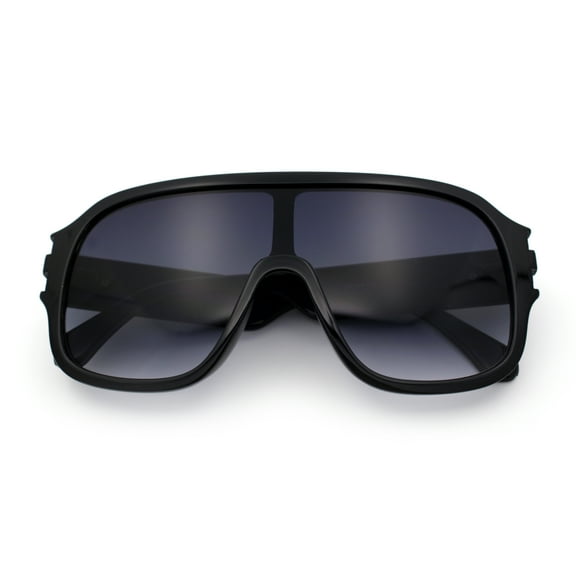 Oversized Racer Shield Plastic Bold Mogul Mobster Sunglasses Black - Smoke