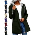 thumbnail image 1 of Oversized Rain Jackets for Women Waterproof Solid Color Hooded Windproof Rain Jacket Outdoor Loose With Pocket Coat, 1 of 9