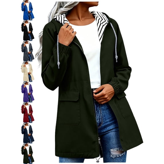 Oversized Rain Jackets for Women Waterproof Solid Color Hooded Windproof Rain Jacket Outdoor Loose With Pocket Coat