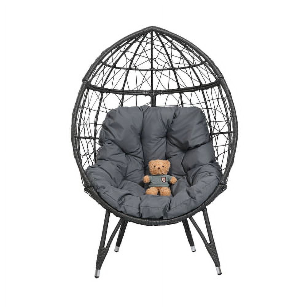 Oversized Rattan Wicker Egg Chair, Patio Egg Basket Chair with Soft