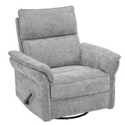 Oversized Recliner Chair, 26" Extra Wide 360  Swivel Rocker Recliner with Adjustable Headrest, Chenille Glider Rocking Nursery Chair with Overstuffed Armrest, Lumbar Support, Light Gray