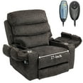 thumbnail image 1 of Oversized Recliner Chair 27-inch Wide Seat with Extended Footrest - Power Lift Chair for Elderly with Heat Massage - Flip Arm Storage Cup Holders 350 lbs, 1 of 11