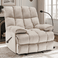 thumbnail image 1 of Oversized Recliner Chair 350 lb Weight Capacity, Home Oversized Velvet Manual Chair Recliner Overstuffed Arms and Back for Home Theater Living Room Beige, 1 of 9