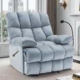 thumbnail image 1 of Oversized Recliner Chair 350 lb Weight Capacity, Home Oversized Velvet Manual Chair Recliner Overstuffed Arms and Back for Home Theater Living Room Light Blue, 1 of 8