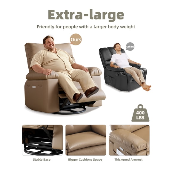 Oversized Recliner Chair for Adult,150°Recliner Chairs Ergonomic Nursery Chairs, Extra Wide Manual Recliners,PU Leather Upholstery Soft Sofa Chair for Livingroom
